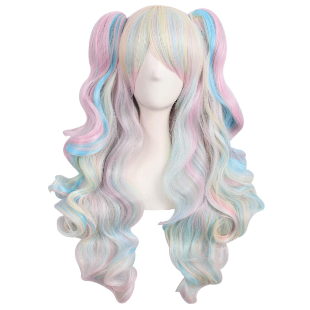 Unisex (Color 4) Lolita Long Wavy Stitched Ponytail Cosplay Colored Wig
