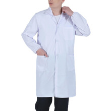 (White, 2XL) Unisex Professional Lapel White Coat Laboratory Food Factory Work Clothes