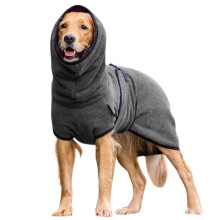 (Dark Grey, M) Pet Dog Clothes Towelling Drying Bathrobe Coat Puppy Warmer Apparel