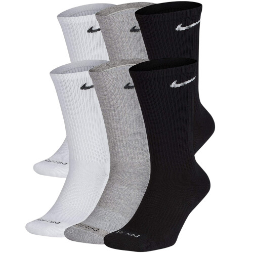 Nike (Multicolour, Medium) Nike Everyday Plus Cushioned Crew Socks 6 Pairs