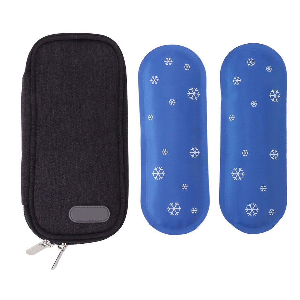 (Type 2) Insulin Cooler Cooling Case With 2 Ice Packs Portable Medical Cooler Insulation Bag For Outdoor Travel
