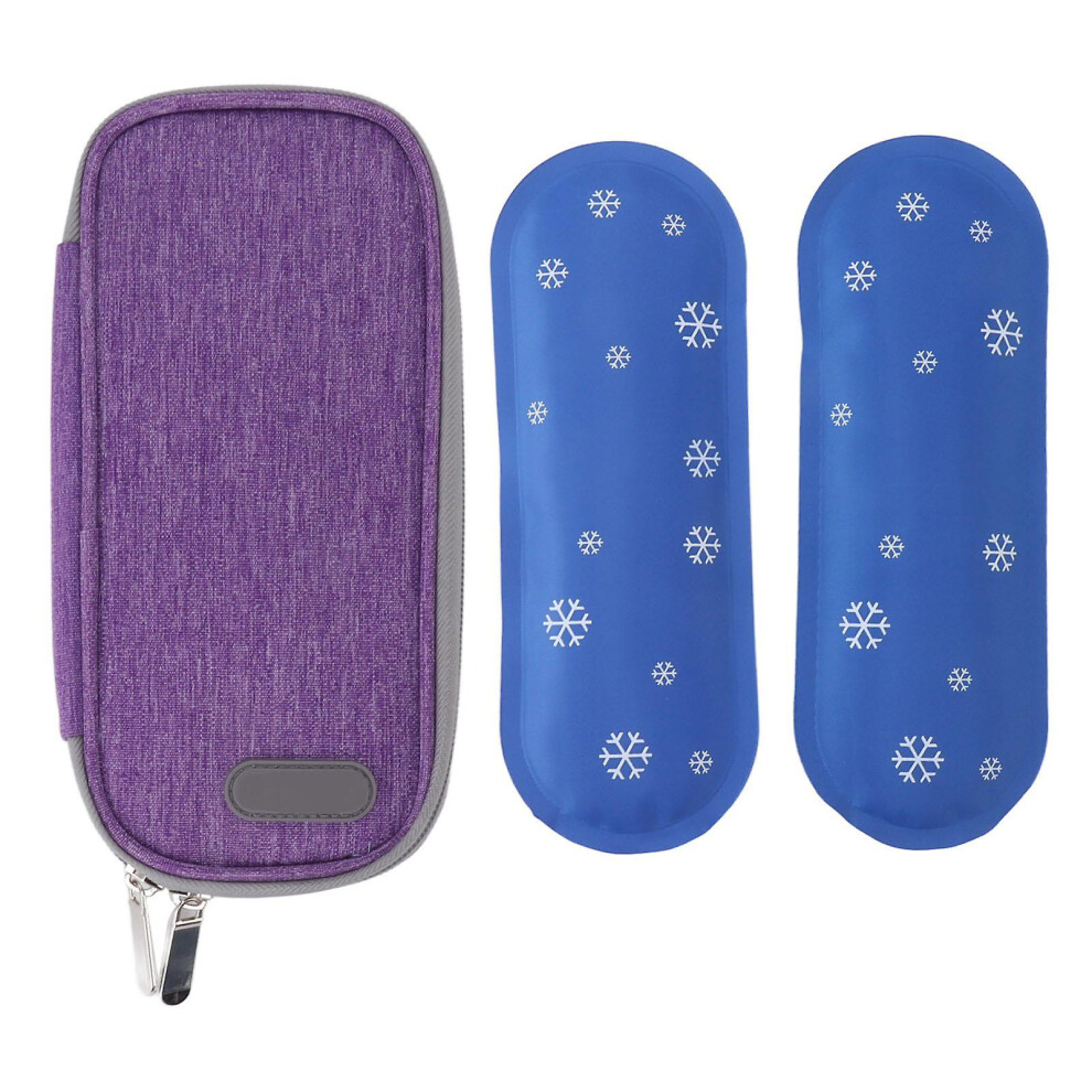 (Type 1) Insulin Cooler Cooling Case With 2 Ice Packs Portable Medical Cooler Insulation Bag For Outdoor Travel