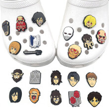 21pcs Anime Attack On Titan Shoes Decoration Charms For Croc Clog Decoration Sandals Accessories For Kids Adults Party's Favor Gifts