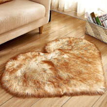 (White Yellow, 30x40cm) Fluffy Shaggy Rug Heart Shaped Carpet Bedroom Solid Color Plush Mat High Quality