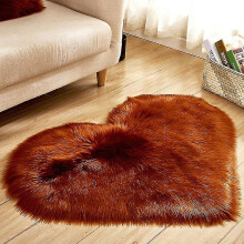 (Coffee, 70x90cm) Fluffy Shaggy Rug Heart Shaped Carpet Bedroom Solid Color Plush Mat High Quality