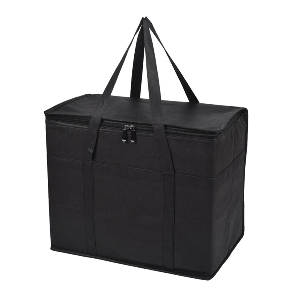(Black) 30L Camping Cooler Bag Drink Food Delivery Thermal Insulated For Picnic Lunch