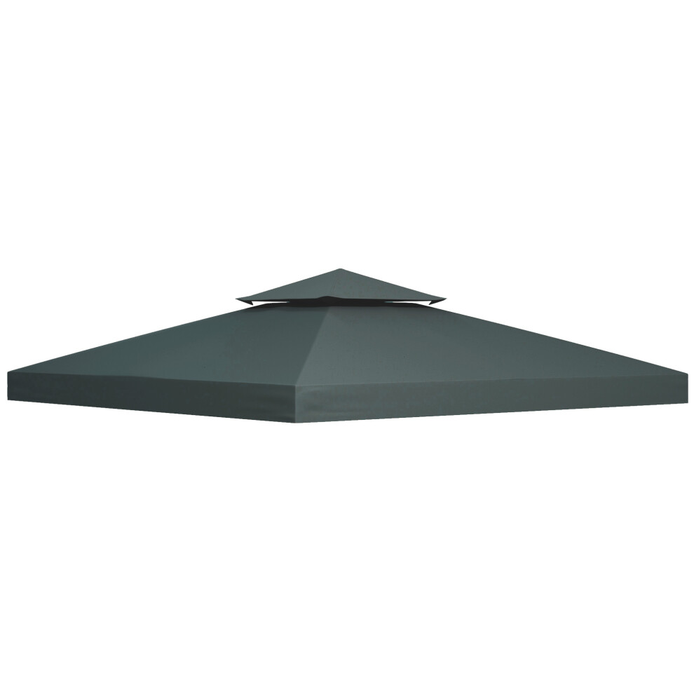 Outsunny 3(m) 2 Tier Gazebo Top Cover Replacement Canopy Roof Charcoal Grey