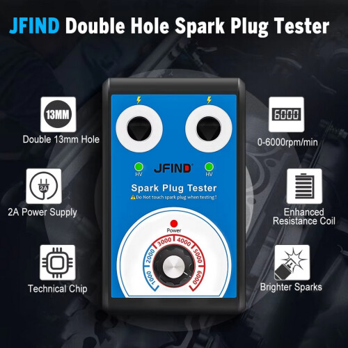 Spark Plug Tester Double hole Diagnostic Tool Car 12V Spark Tester 0-6000rpm Auto Engine Ignition Detector Tools 2