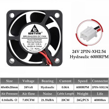 (24VHydraulic 6000RPM) 2PCS Gdstime 40mm 24V 12V 5V 4020 Mini Computer Case Cooling Fan Ball Bearing Sleeve Bearing 2Pin 4cm 40x40x20mm