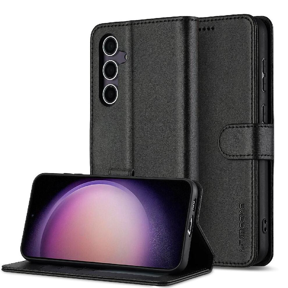 (Black) Flip Case For Samsung Galaxy A56 5G With Card Slot Pu Leather Kickstand Black 764549245949