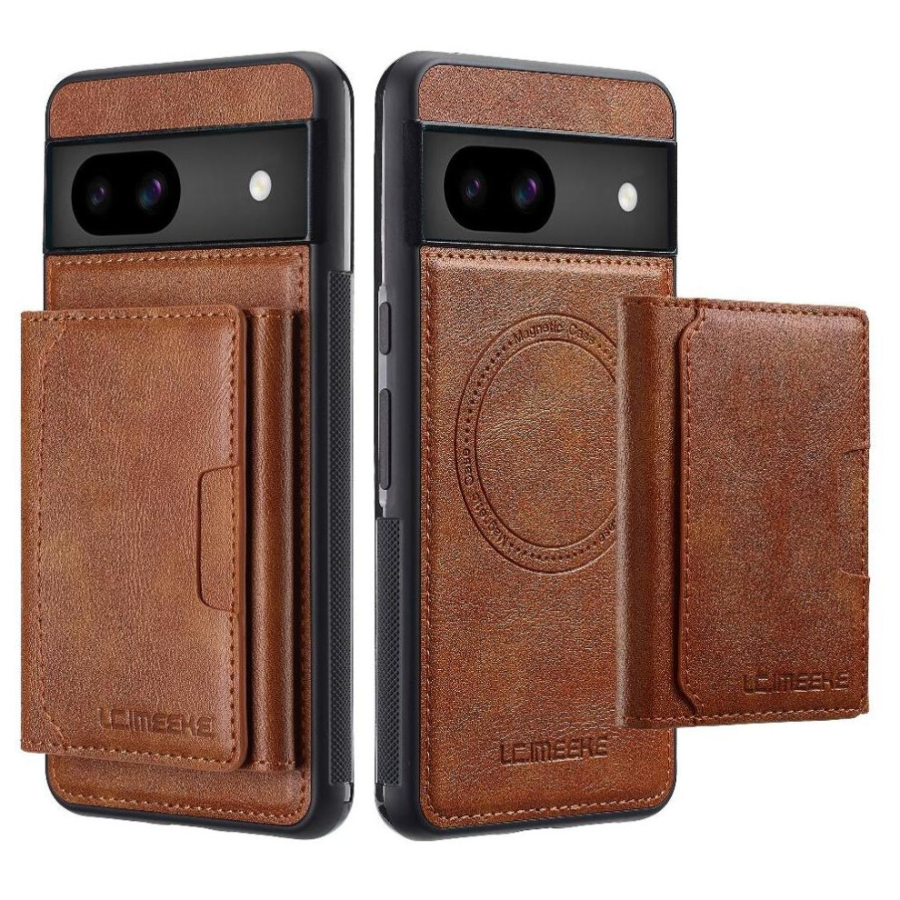(Brown) Wallet Case For Google Pixel 8A Card Slots Magnetic Rfid Shielding Pu Leather 2 In 1 Detachable Brown 764549246298