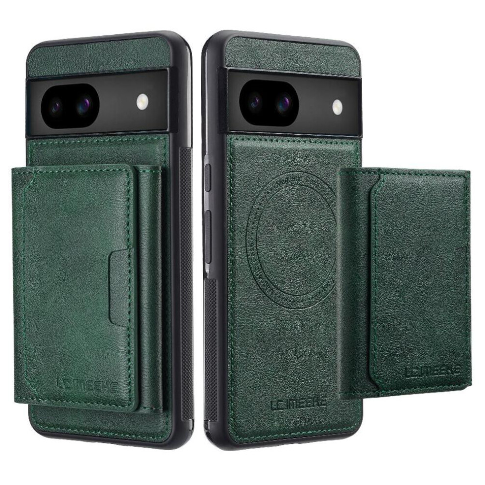 (Green) Wallet Case For Google Pixel 8A Card Slots Magnetic Rfid Shielding Pu Leather 2 In 1 Detachable Green 764549246281