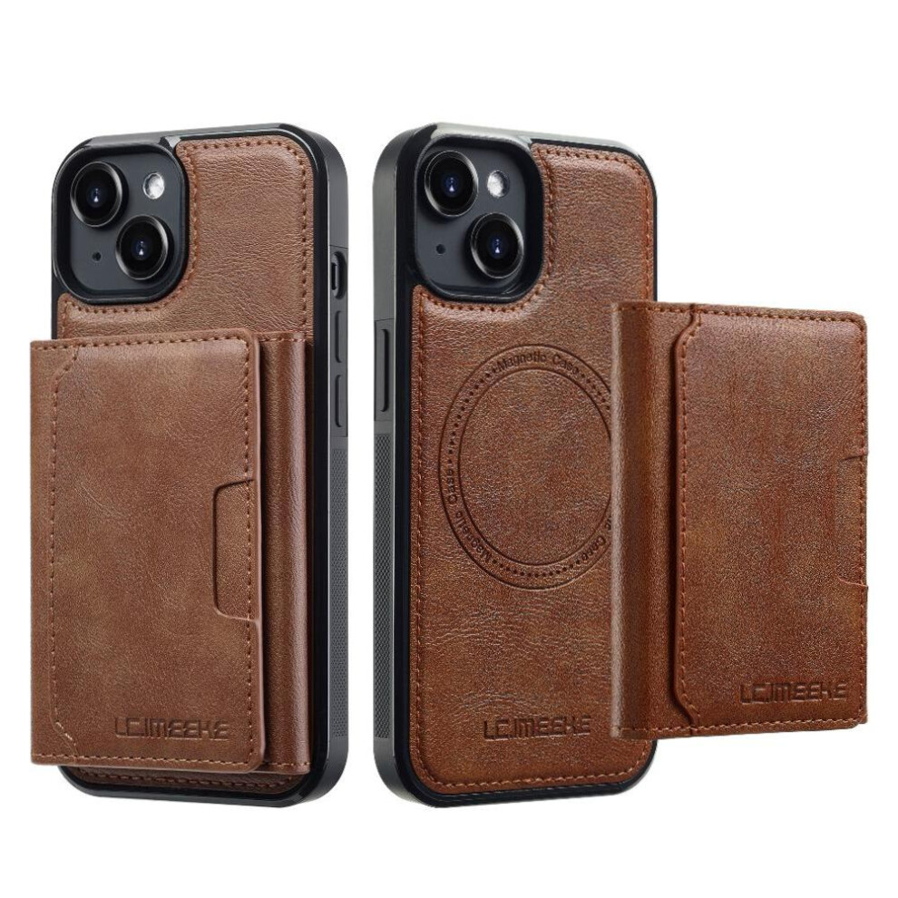 (Brown) Wallet Case For Iphone 15 Magnetic Rfid Shielding Card Slots 2 In 1 Detachable Pu Leather Brown 764549247349