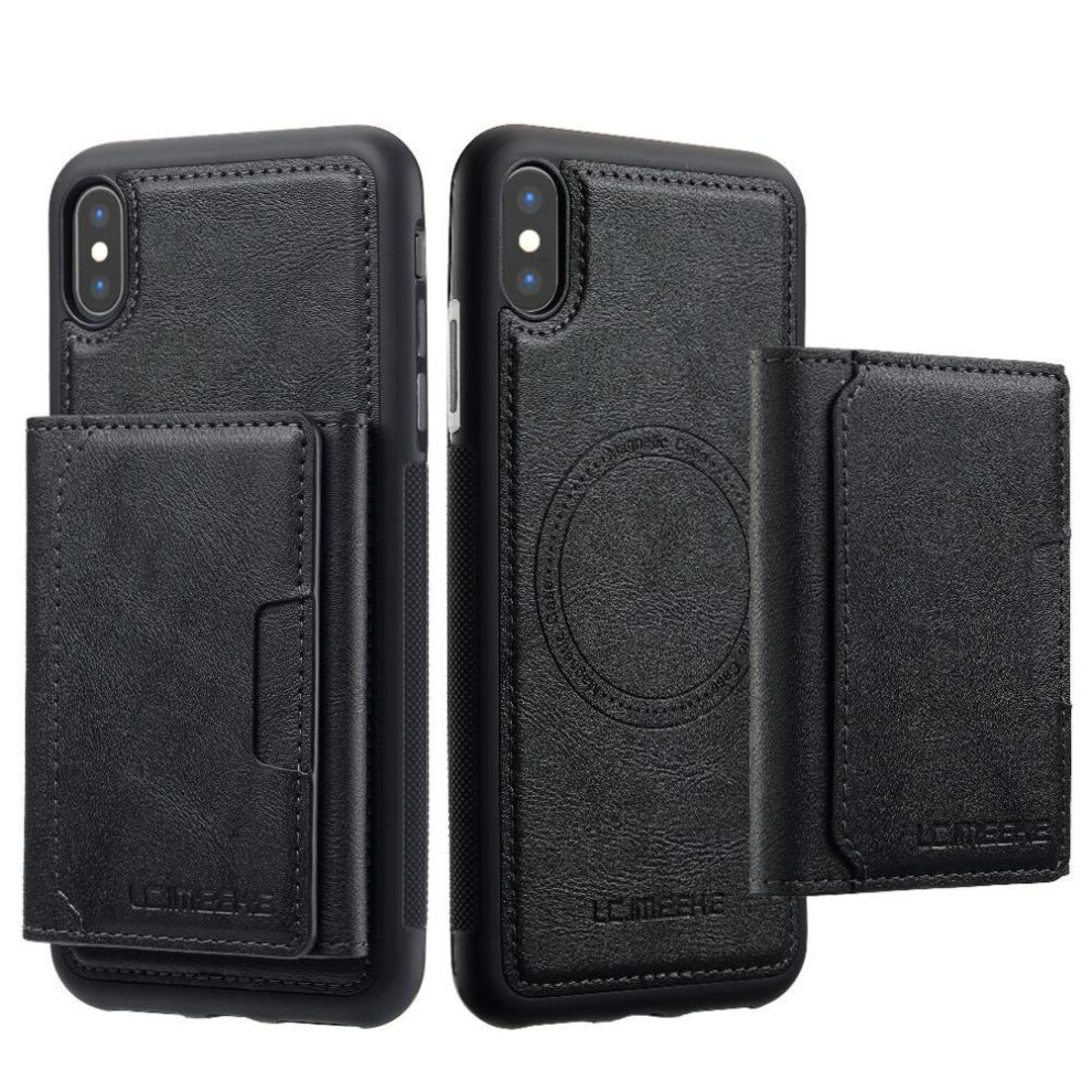 (Black) Wallet Case For Iphone Xr Pu Leather Magnetic 2 In 1 Detachable Card Slots Rfid Shielding Black 764549247516