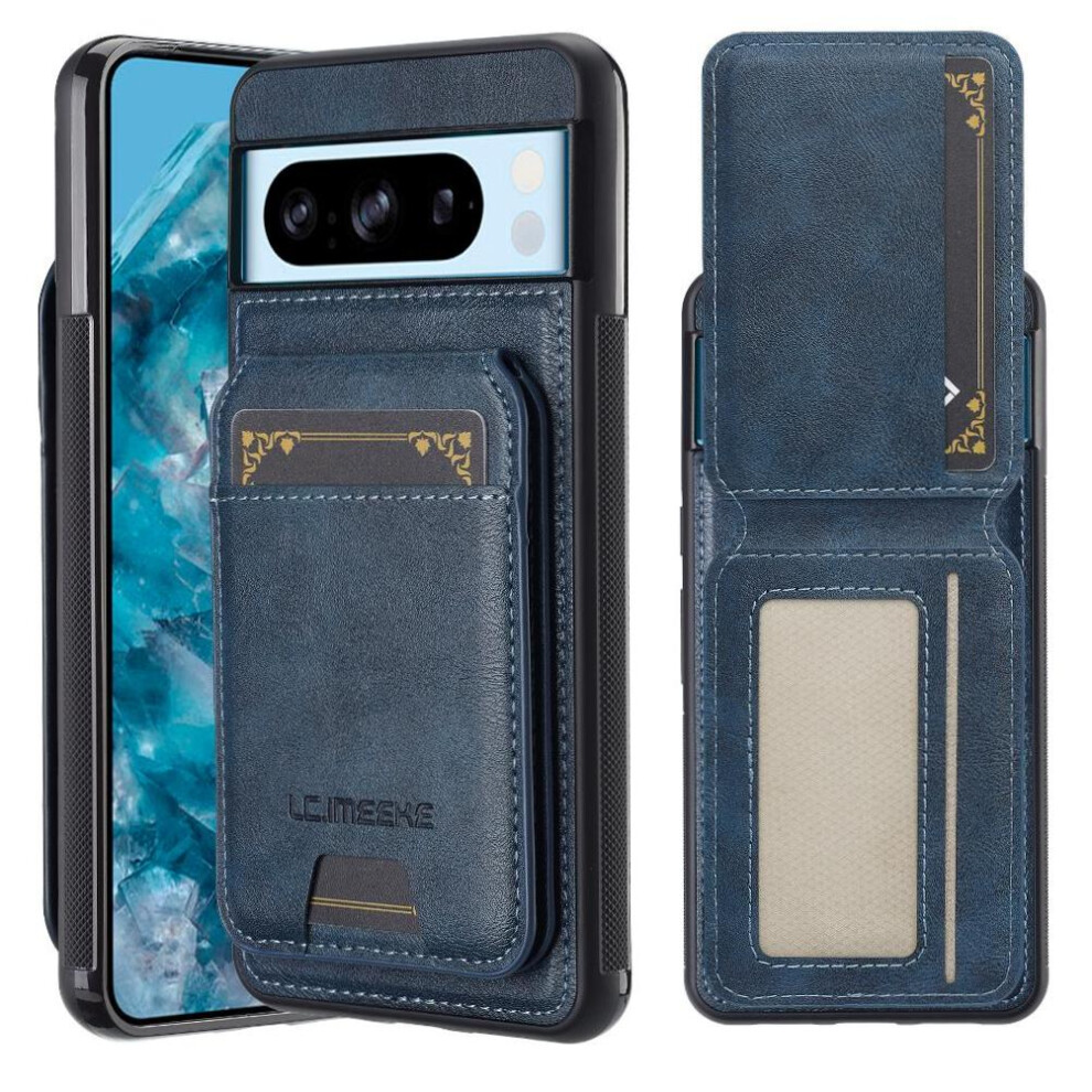 (Blue) Case For Google Pixel 8 Pro 2 In 1 Detachable Wallet Case Rfid Shielding Slot Photo Frame Blue 764549248070