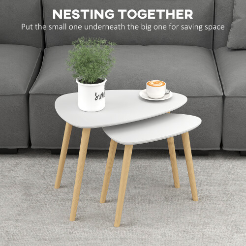 Homcom HOMCOM Side Table Set of 2, Modern End Coffee Bedside Tables Grey Natural 2
