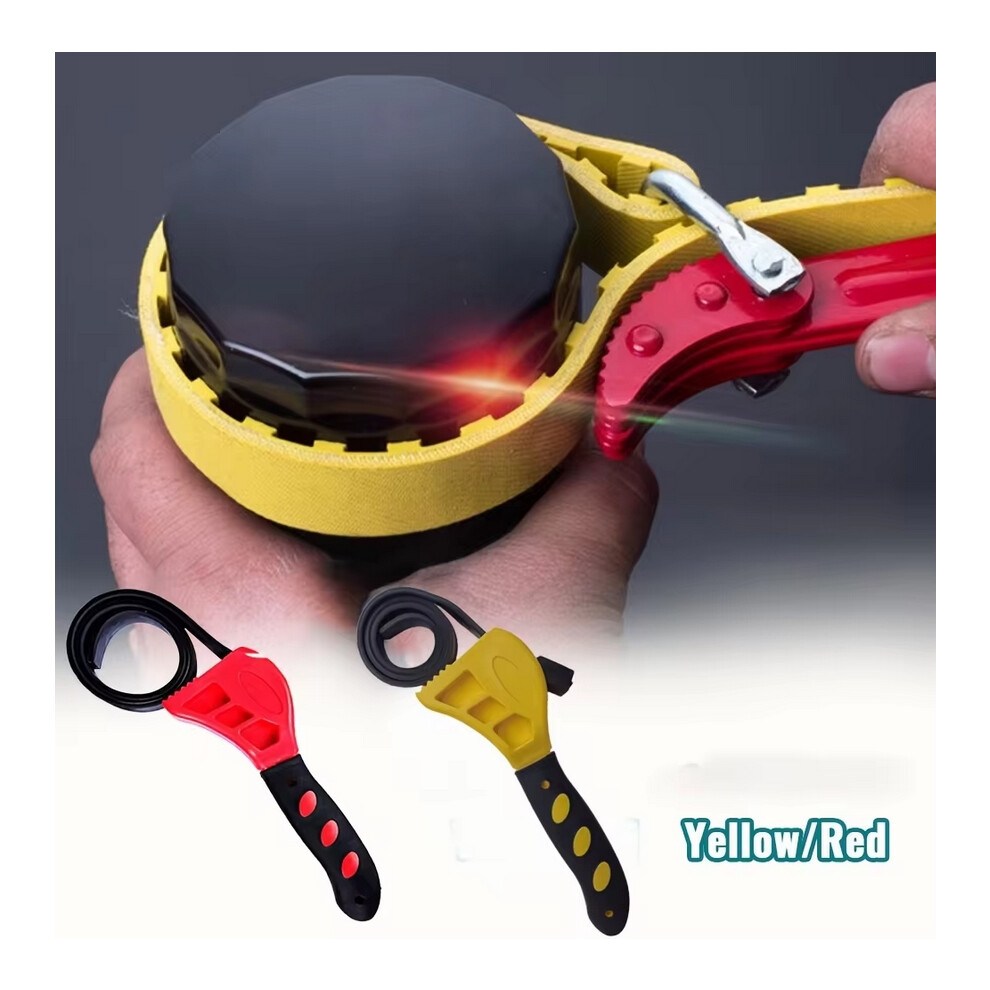 (Red) 1Pcs 6Inch Belt Wrench Oil Filter Puller Strap Spanner Chain Wrench Strap Opener, Adjustable Disassembly Tool 6906128680787