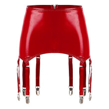 (Red, S) Womens Ladies Patent Leather Garters With Metal Clips Suspender Belt Clubwear Stage Performance Rave Costume Underwear Lingeries