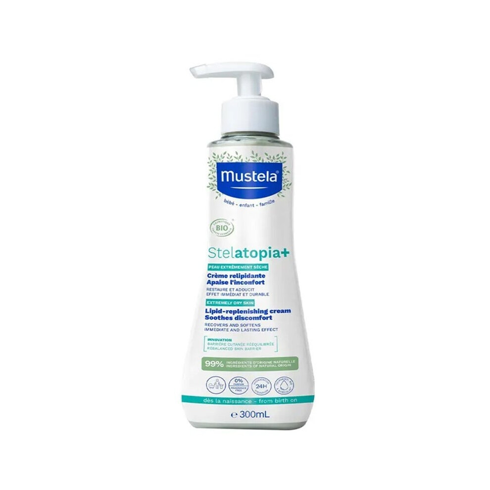 Mustela Stelatopia Lipid Replenishing Baby For Extremely Dry Skin 300Ml | Moisturizer For Sensitive Skin |Eczema Relief |Fragrance-Free Cream