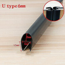 (U-6mm 2pcs x50cm) Black Shower Screen Seal Strip For 6mm-12mm Glass Pvc Bath Shower Door Bottom