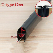 (U-12mm 2pcs x50cm) Black Shower Screen Seal Strip For 6mm-12mm Glass Pvc Bath Shower Door Bottom