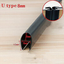 (U-8mm 2pcs x50cm) Black Shower Screen Seal Strip For 6mm-12mm Glass Pvc Bath Shower Door Bottom