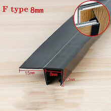 (F-8mm 2pcs x50cm) Black Shower Screen Seal Strip For 6mm-12mm Glass Pvc Bath Shower Door Bottom