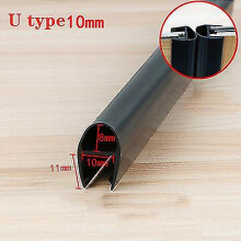 (U-10mm 2pcs x50cm) Black Shower Screen Seal Strip For 6mm-12mm Glass Pvc Bath Shower Door Bottom