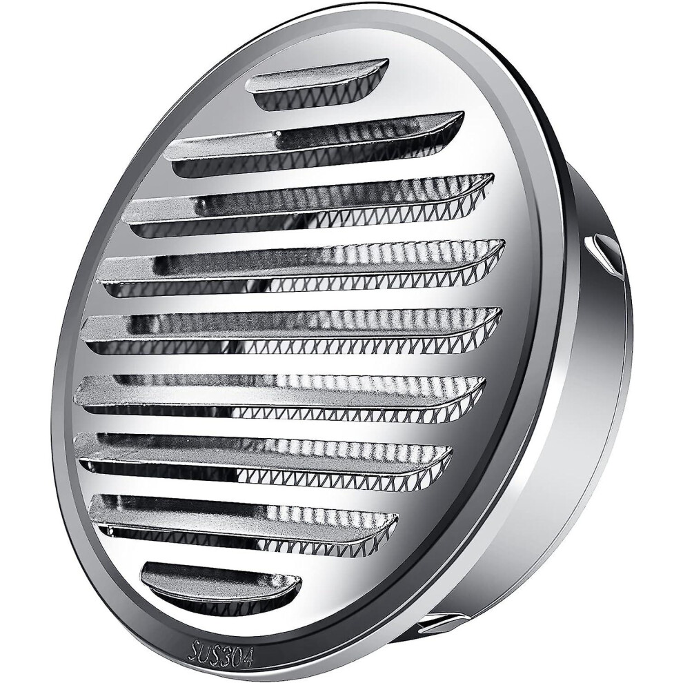 4" Stainless Steel Air Soffit Vents, Louvered Grille Cover Vent Flat Ducting Air Vent Wall Outlet With Built-In A Fly Screen For Hvac Ventilation(100 8994440202013