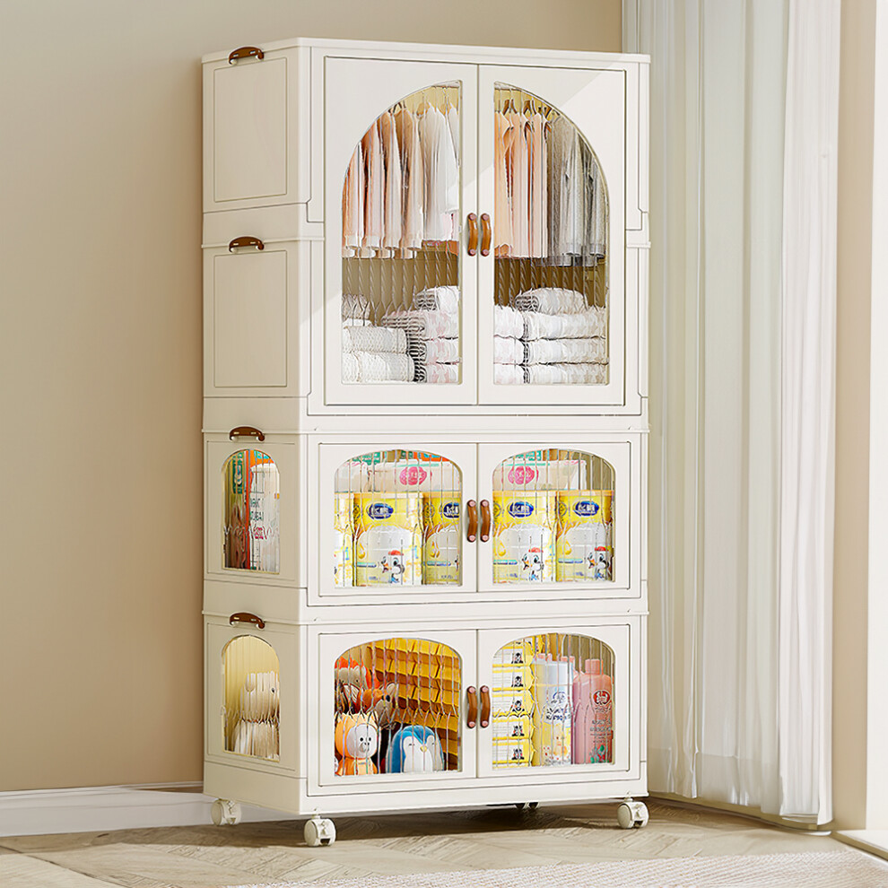 (3 Tiers) White Baby Wardrobe Folding Storage Cabinet-image-OPC-PFBWJHB-NEW