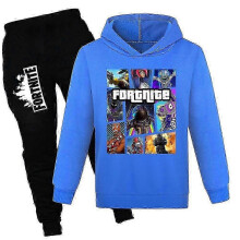 (Blue, 13-14 Years) Fortnite Tracksuit Set Kids Boys Girls Long Sleeve Hoodies Hooded Sweatshirt Tops Jogger Sweat Pants Suit Outfits Game Fans Gift
