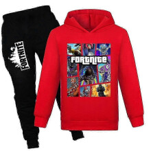 (Red, 7-8 Years) Fortnite Tracksuit Set Kids Boys Girls Long Sleeve Hoodies Hooded Sweatshirt Tops Jogger Sweat Pants Suit Outfits Game Fans Gift