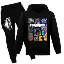 (Black, 11-12 Years) Fortnite Tracksuit Set Kids Boys Girls Long Sleeve Hoodies Hooded Sweatshirt Tops Jogger Sweat Pants Suit Outfits Game Fans Gift