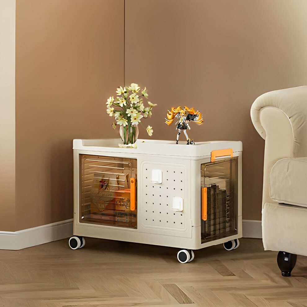 Stackable Single Layer Bookshelf Folding Storage Box with Wheels