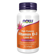 Now High Potency Vitamin D3 1000IU Softgels 180's | Supports Strong Bones, Immune Health & Muscle Function | Supplement for Overall Wellness