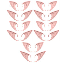 (Dark Brown) Sinknap 10 Pairs Of Soft Latex Elf Ears Adorable Simple Operation Elf Ears For Cosplay Halloween Christmas Parties
