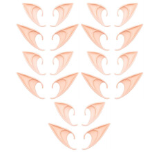 (Light Brown) Sinknap 10 Pairs Of Soft Latex Elf Ears Adorable Simple Operation Elf Ears For Cosplay Halloween Christmas Parties