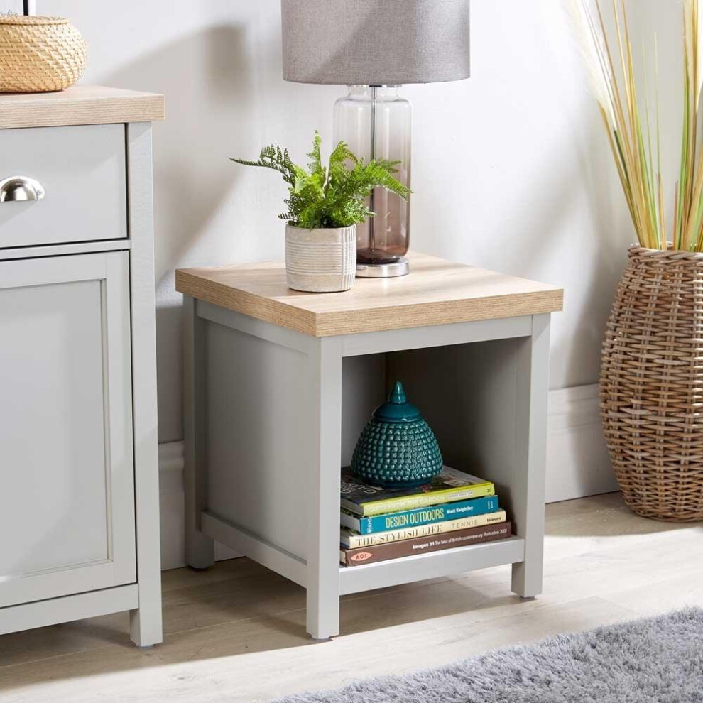 Home Source Avon Two Tone Grey Oak Lamp Side Table