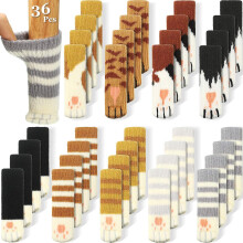36 Pieces (9 Sets) Cat Chair Socks Cat Paw Chair Leg Socks Cat Furniture Socks Knitted Furniture