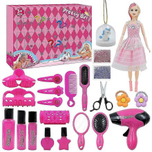 (A, One size) 24 Christmas Blind Box Pink Girl Doll Play House Sets Christmas Calendar Countdow Blind Box Gift Box Diy Family Set Christmas Gift Kid