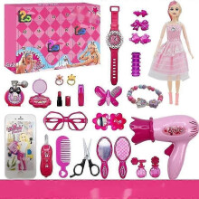(B, One size) 24 Christmas Blind Box Pink Girl Doll Play House Sets Christmas Calendar Countdow Blind Box Gift Box Diy Family Set Christmas Gift Kid