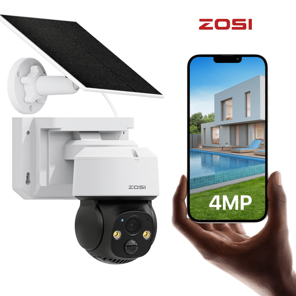 ZOSI 4MP Solar Security WiFi Camera Outdoor Wireless Battery Powered