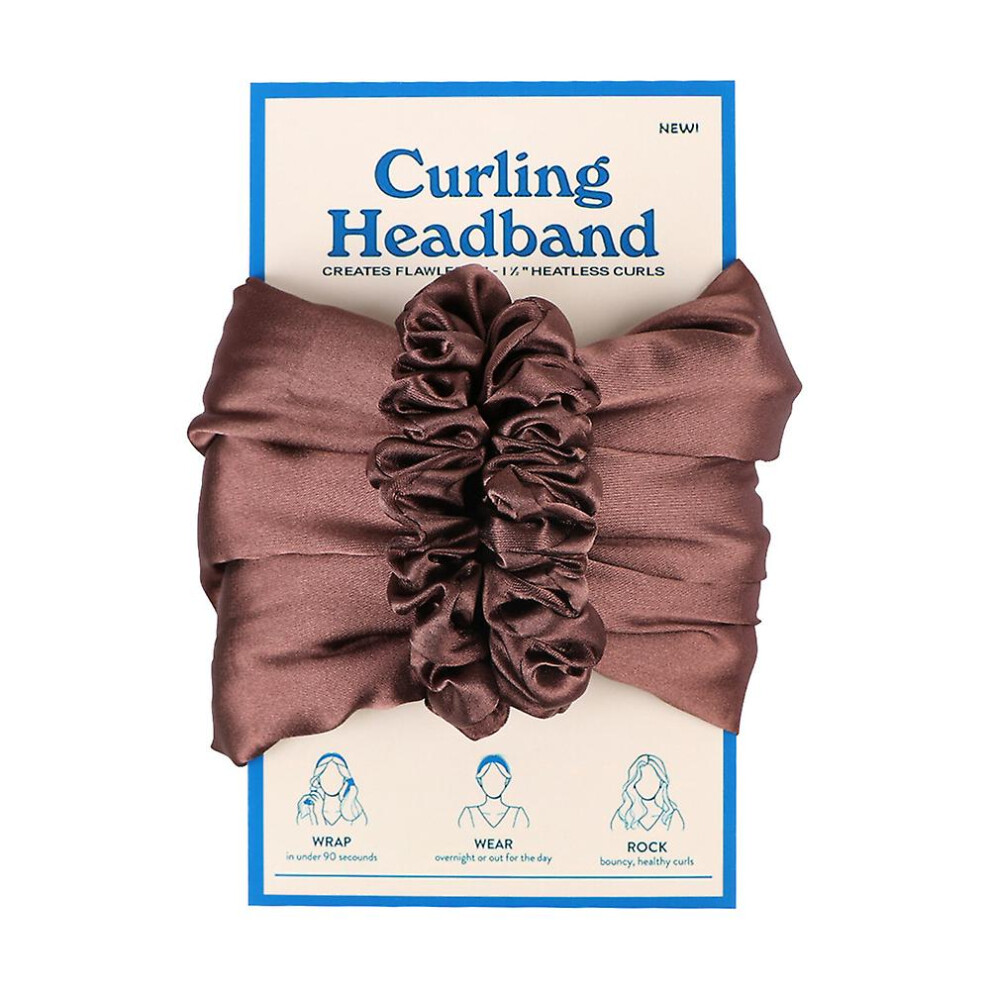 (Coffee) Heatless Curling Rod Headband Wand Curl Big Wave Hair Curler Portable