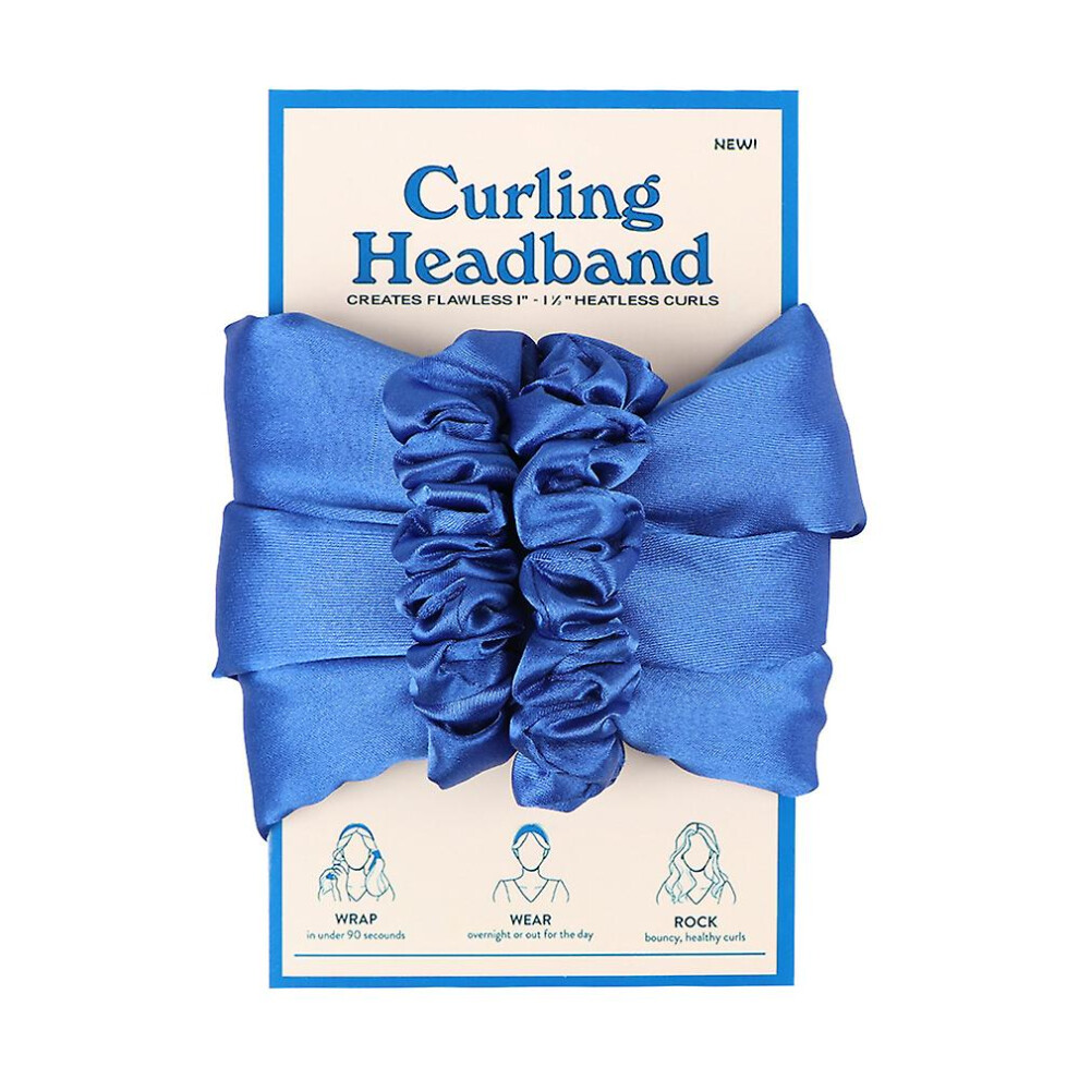 Blue (Blue) Heatless Curling Rod Headband Wand Curl Big Wave Hair Curler Portable