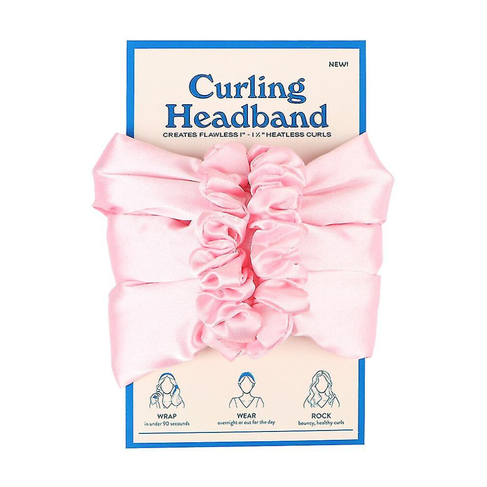 Pink (Pink) Heatless Curling Rod Headband Wand Curl Big Wave Hair Curler Portable