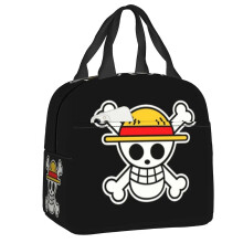 (1, 22x20x13cm) Custom One Pieces Skull Logo Lunch Bag Women Cooler Warm Insulated Lunch Box For Kids School Children