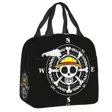 (6, 22x20x13cm) Custom One Pieces Skull Logo Lunch Bag Women Cooler Warm Insulated Lunch Box For Kids School Children