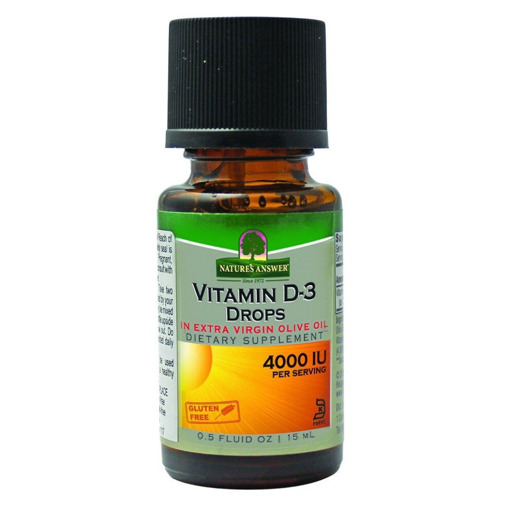 Nature's Answer Vitamin D3 4000IU Drops 15ml | Supports Bone & Muscle Health, Immune System Boost |Supplement for Stronger Bones & Overall Wellness