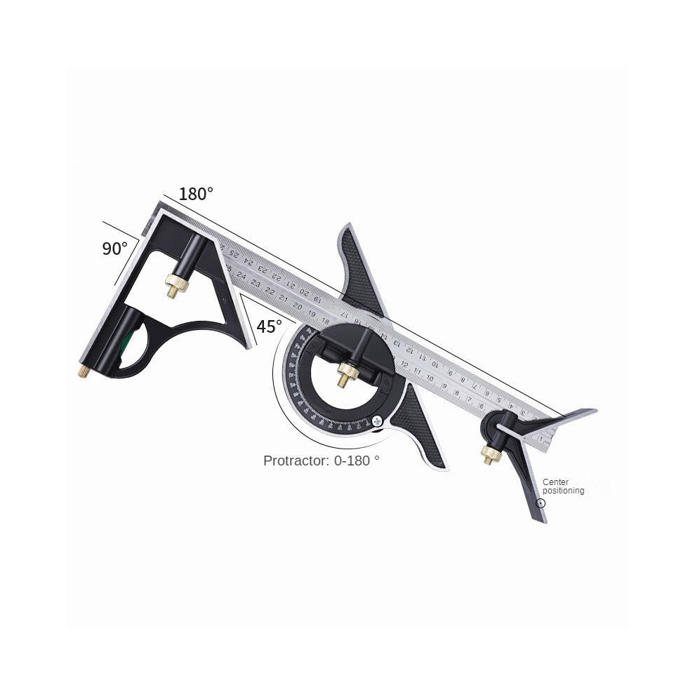 (Upgrade Combination Square) 12" Professional Resolution Adjustable Stainless Steel Angle Combination Square Ruler