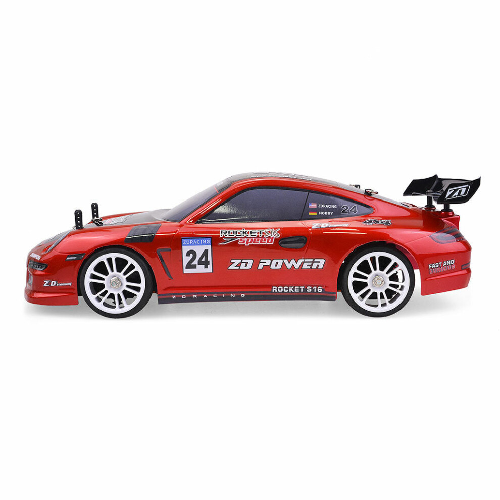 (Red) 1/16 2.4G 4WD Racing ROCKET S16 Drift Brushless Flat Sports Drift RC Car Vehicle Models